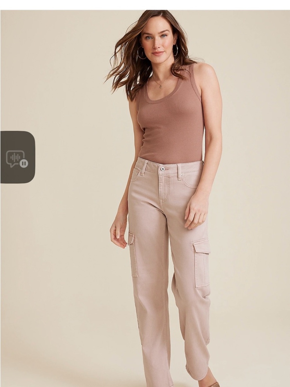 Women's Boyfriend Cargo Jeans in Light Taupe